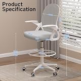 Naspaluro Drafting Chair Tall Ergonomic Office Chair with Flip-Up Armrests Grey view 3