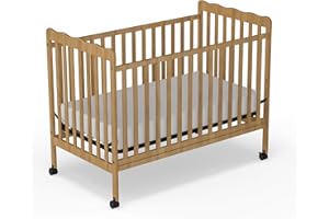 Saylike Baby Crib, 3-in-1 Convertible Crib Wood Full Size Toddler Bed with Locking Wheels for Nursery Furniture, Non-Toxic Finish (Natural)