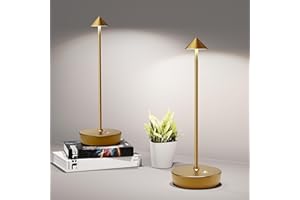 SHANGCAI Cordless Table Lamps Rechargeable, 6000mAh Battery Operated LED Desk Lamp Outdoor Waterproof Portable Touch Dimmable Table Night Light for Patio Restaurant Dining Home Set of 2 Bronze