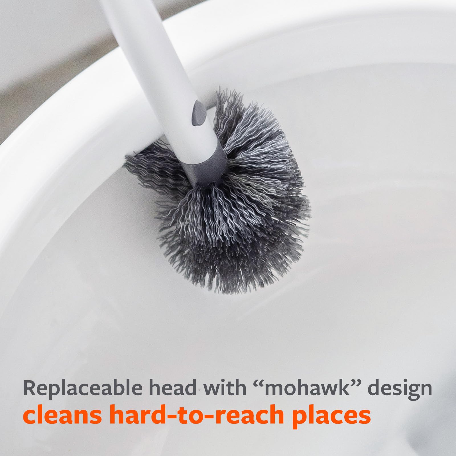 Full Circle Scrub Queen, Bathroom Toilet Brush with Ceramic Holder and Diatomaceous Earth Disk for Mold & Mildew Prevention, More Hygenic Toilet Cleaning Scrubber, Replaceable Head, White
