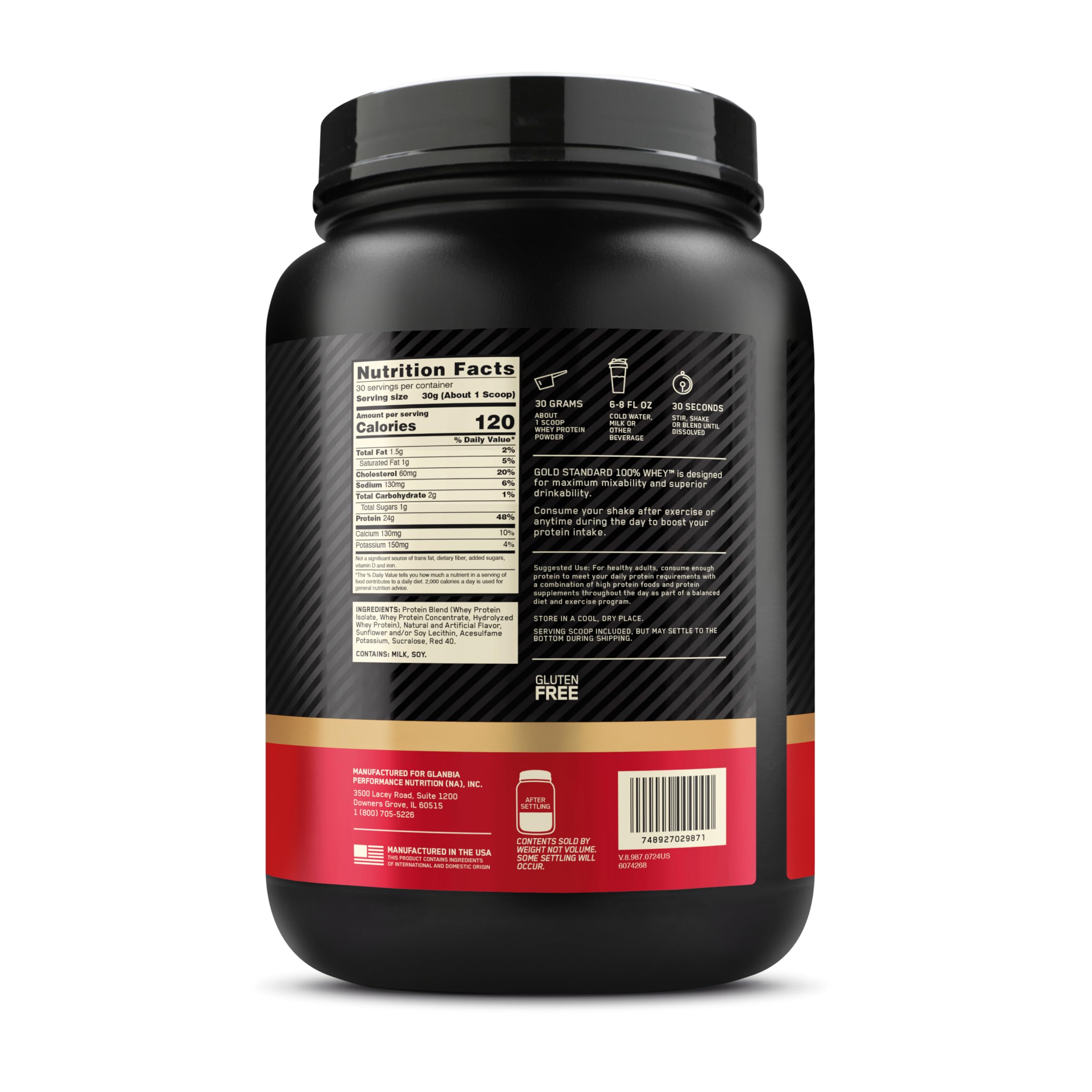 Optimum Nutrition Gold Standard 100% Whey Protein Powder, Strawberry Banana, 2 Pound (Packaging May Vary)