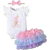 Mioglrie Baby Girl Clothes 1st Birthday Girl Outfit Romper Tutu Skirt Set 3 6 12 18 Months Half Birthday Girl Outfit