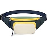 Cotmcor Kids Fanny Waist Pack for Boys Girls Teen Cute Sling Bag Crossbody Small Lightweight Belt Chest Bags for 4-13 Years Old Gift Hip Pack Side Bag w/ 3 Pockets for Travel Outdoor(Beige & Navy)