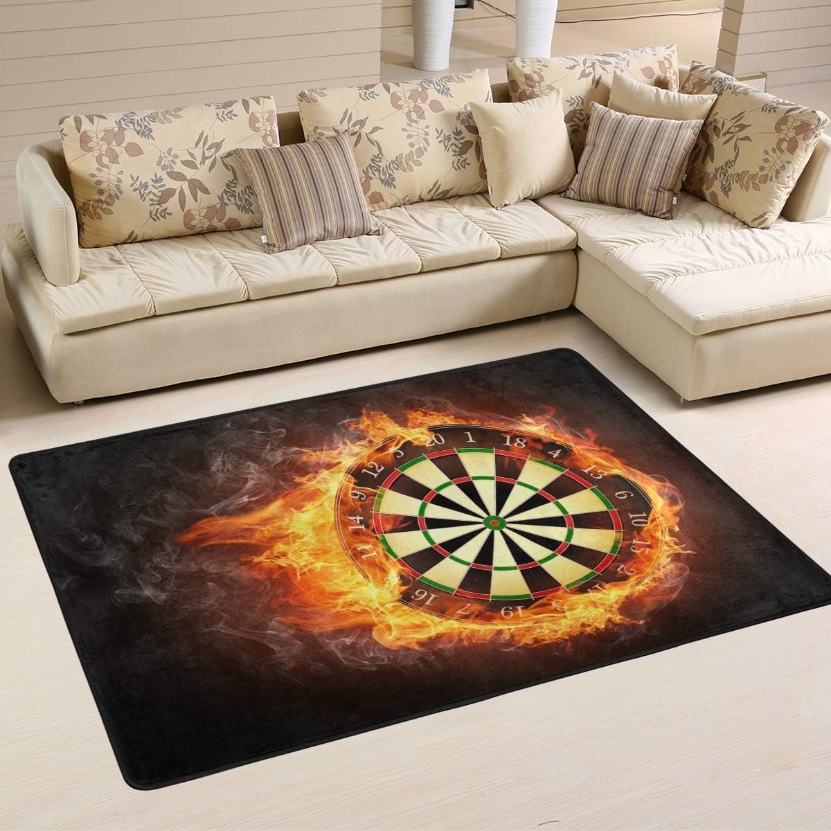 LORVIES Darts Board Area Rug Carpet Non-Slip Floor Mat Doormats for Living Room Bedroom 36 x 24 inches