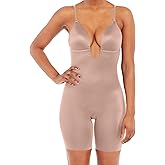 SPANX SPANXshape Suit Your Fancy Plunge Low-Back Mid-Thigh Bodysuit - Comfortable One Piece - Medium Compression - Seamless