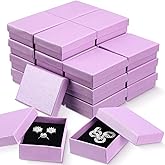 Sasylvia 36 Pcs Jewelry Cardoard Gift Boxes Packaging Necklace Ring Earring Storage Box with Cushion 3.5x2.8x1.2 Inch (Pink Purple)