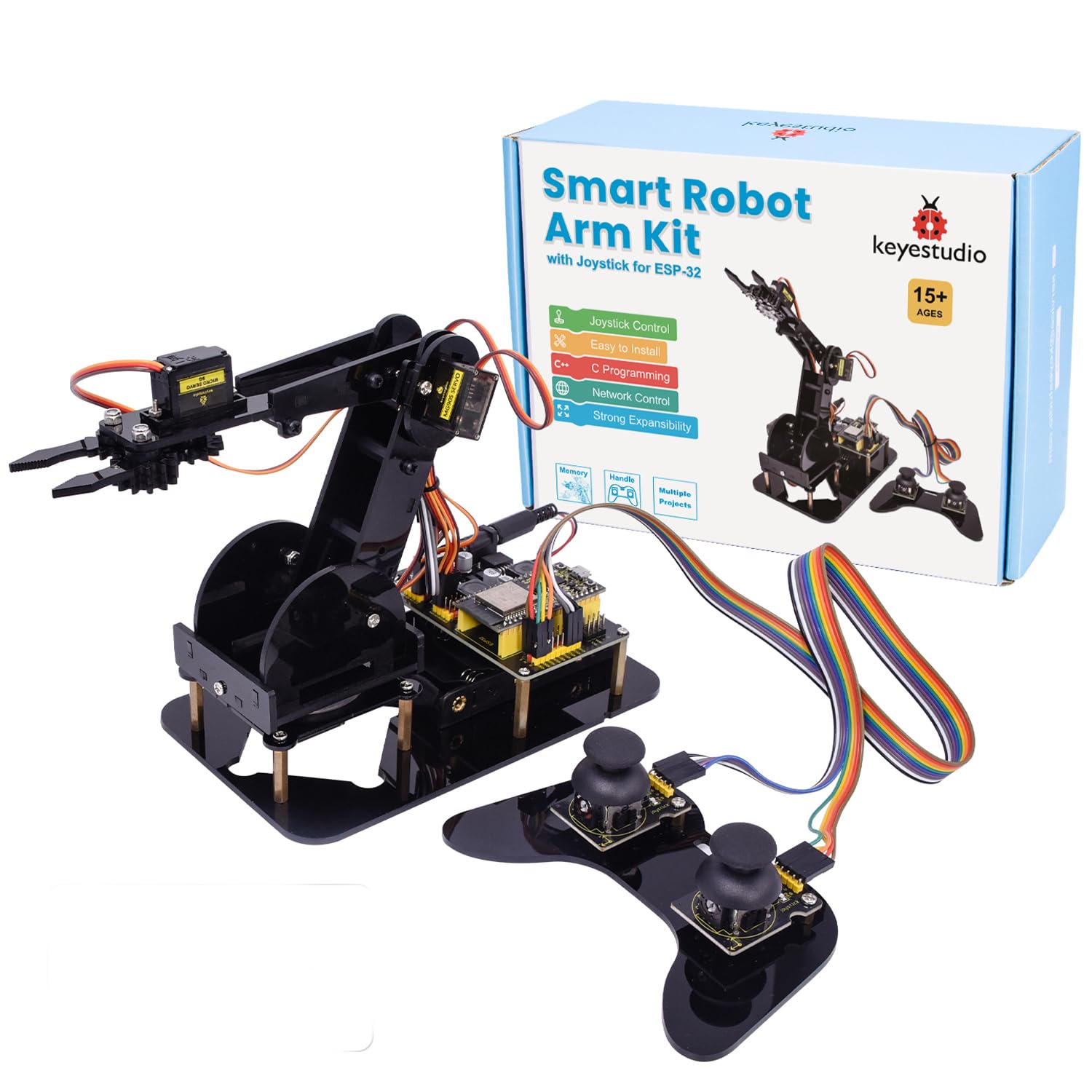 Photo 1 of KEYESTUDIO ESP32 Smart Robot Arm Kit for Arduino with Joystick,DIY Programming Robot Building Kit for STEM Education,4DF Robotic Arm for Teens and Adults
