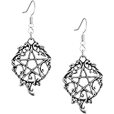 HAQUIL Pentagram Earrings, Gothic Wiccan Pentacle Dangle Drop Earrings, Pagan Jewelry Gift for Women