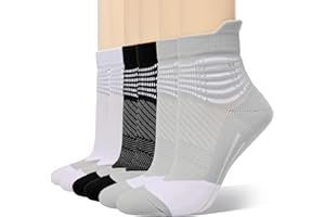 IRAMY Compression Ankle Support Socks Women Wicking Running Cushioned Athletic Plantar Fasciitis Relief 3 Pairs