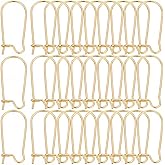 SOFPLATE 1 Box 120Pcs Real 18K Gold Plated Earring Hooks Kidney Earring Finding Hooks Dangle U Shaped Teardrop Long Ear Wires Stainless Steel Wires for Jewelry Making Supplies DIY Craft Women