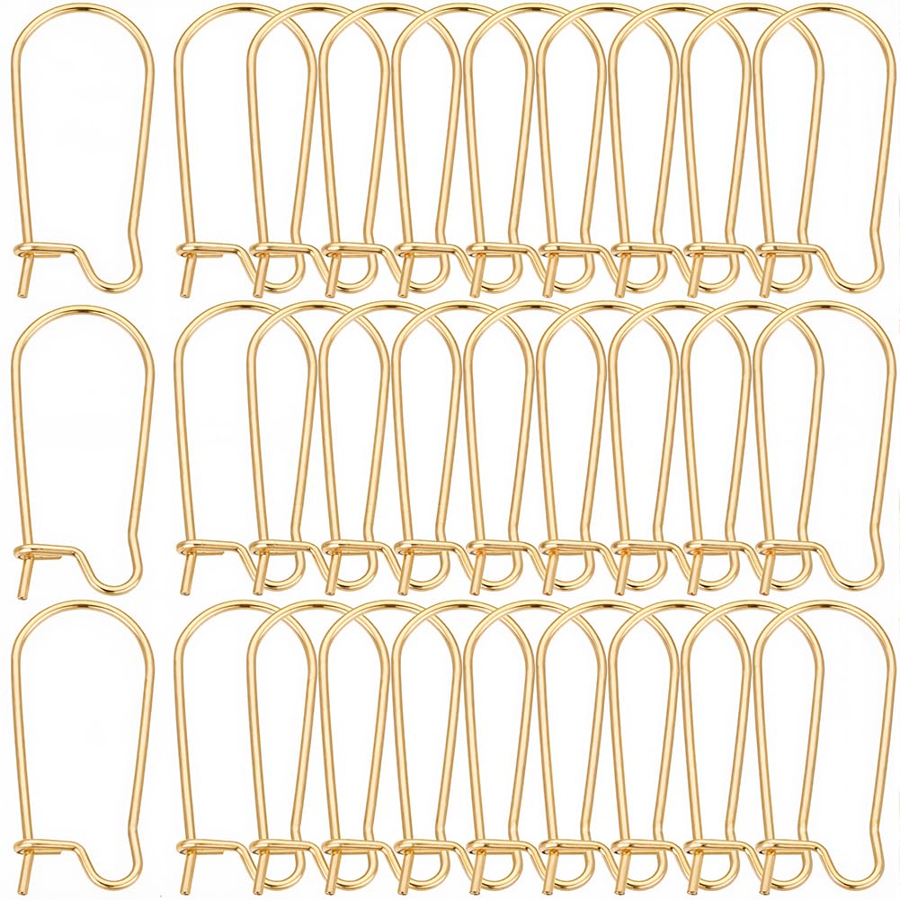 SOFPLATE 120Pcs Real 18K Gold Plated Stainless Steel Kidney Earring Hooks - Earring Findings - Gold