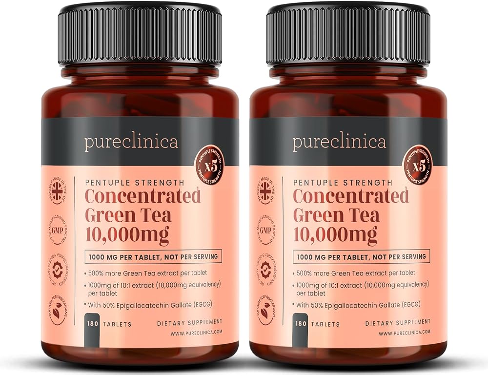 Pureclinica Green Tea Extract 10,000mg | 360 Tablets | 98% Polyphenols