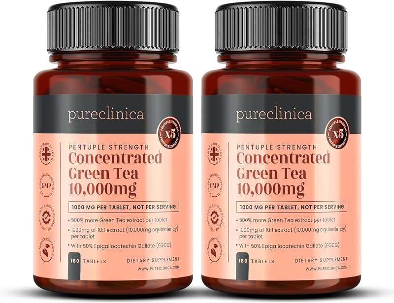 Pureclinica Green Tea Extract 10,000mg | 360 Tablets | 98% Polyphenols