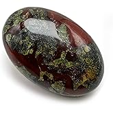 BEAUSIOO 2.4" Dragon Bloodstone Palm Stone for Anxiety Relief, Healing Crystal for Meditation & Stress Relief, Polished Pocket Stone with Gift Box