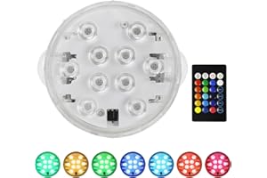 POSLAB Pool Lights, Submersible LED Lights with Remote, Waterproof Underwater Pool Lights for Above Ground Pools, 15 Colors Lights for Pool, Pond, Party, Fountain, Aquarium, Decoration
