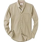Alimens & Gentle Mens Solid Oxford Shirt Long Sleeve Dress Shirt Work Casual Button Down Shirts with Pocket
