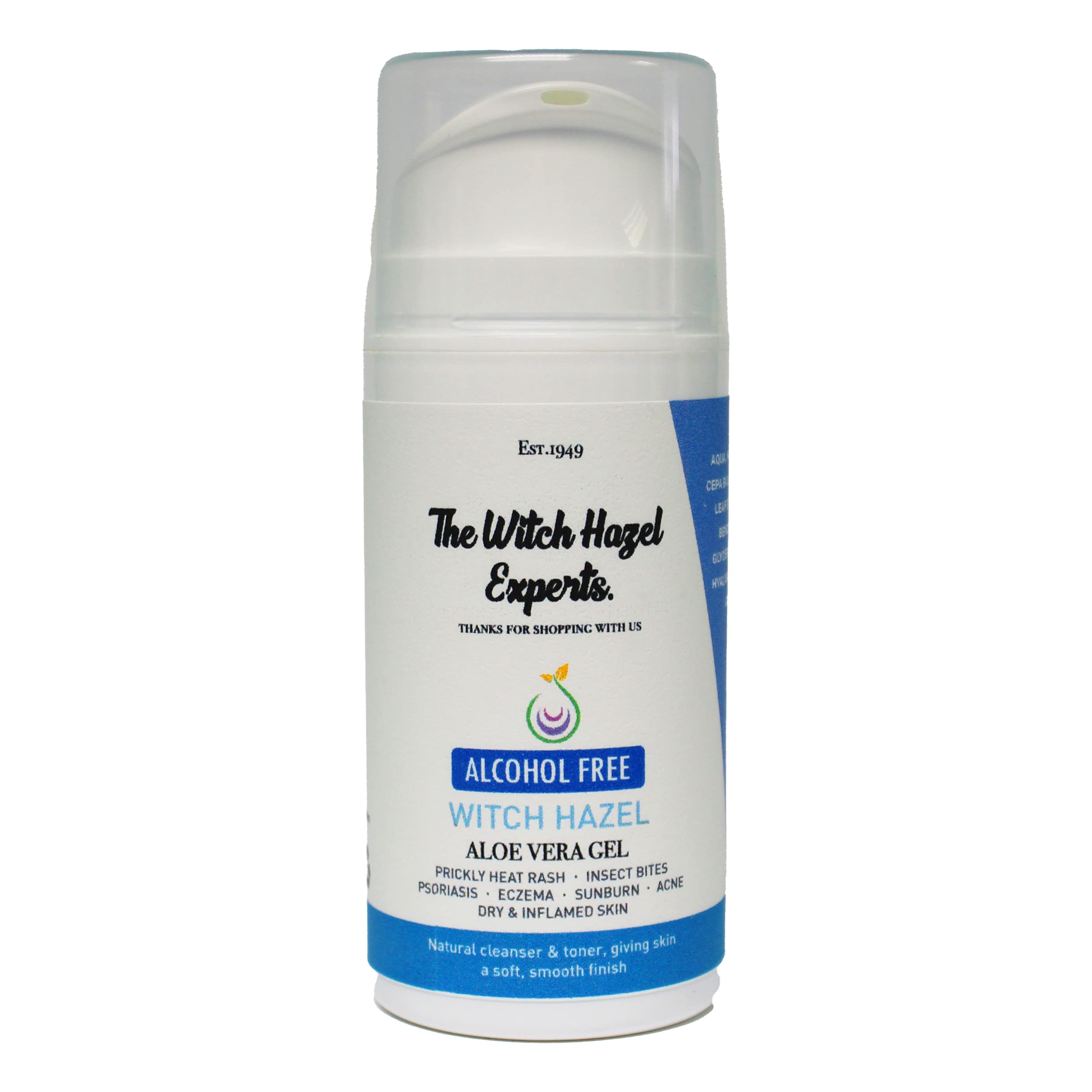 The Witch Hazel Experts | Alcohol Free Witch Hazel & Aloe Vera Gel 100ml | Hydrating Relief Gel for Irritated Skin (Witch Hazel & Aloe Vera)