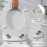 Angel Shield White Wooden Toilet Seat with Adjustable Hinges Soft Close Quick view 4