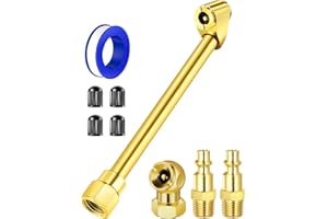 EVOULTES 2-Way Connection Air Chuck Set, Heavy Duty Dual Head Air Chuck with Closed Ball Tire Chuck & 1/4 Inches NPT Male Quick Plug, Tire Air Fill Kit for Tire Inflator Gauge and Air Compressor