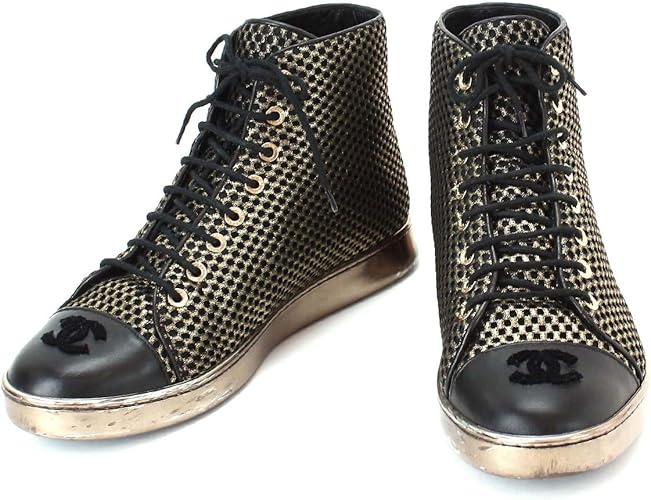 chanel black gold sneakers