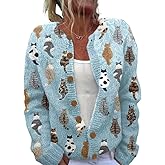 heyheyshine Cat Sweaters for Women Oversized Cardigan Sweater Crew Y2K Button Knit Cardigan Sweater Cute Cardigan Sweaters