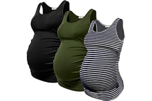 PARNIXS Summer Women's Maternity Tank Top Comfy Sleeveless Maternity Clothes (3 pcs)
