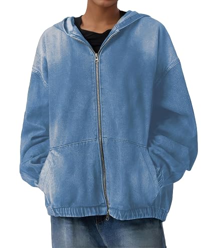 Amazon.com: Aomice Women's Half Zip Denim Hoodie Pullover