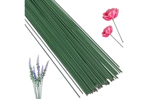 100 Pcs 30cm Floral Wire Stems, Flexible Flower Stem Green Metal Florist Craft for Flowers Arrangement Crafting Bouquet Count