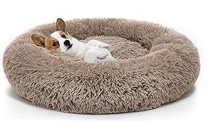 MIXJOY Orthopedic Dog Bed Comfortable Donut Cuddler Round Pet Beds Ultra Soft Washable Dog and Cat Cushion (20''/23''/30'') (23'', Brown)