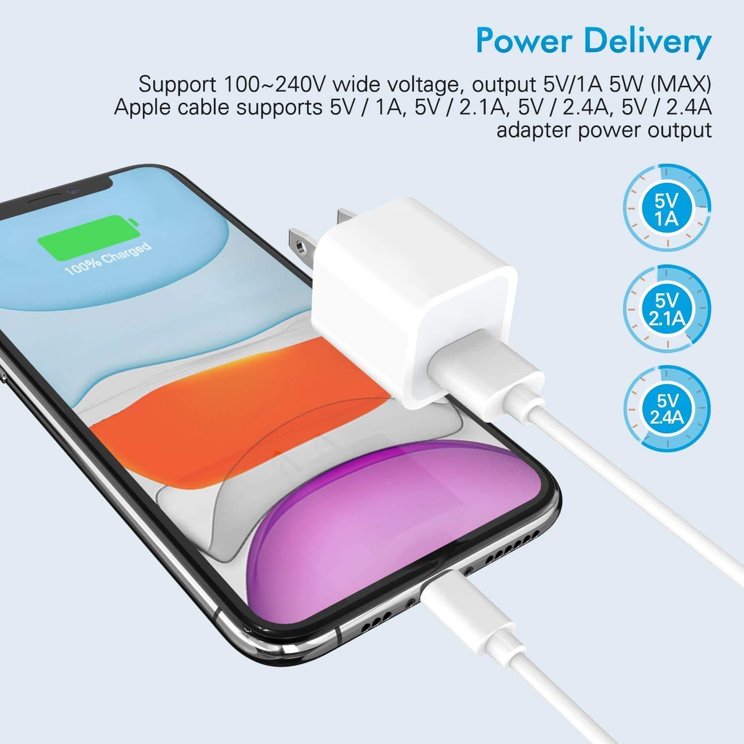 (Apple MFi Certified)iPhone Charger,2Pack 5W Usb Power Adapter & Lightning to Usb Cable,3FT Lightning Cable Fast Charging Data Sync Transfer Cord with USB Plug Wall Charger for iPhone 11 XS XR X 8 7 6: Home Audio & Theater