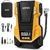 AstroAI AC/DC Tire Inflator Portable Air Compressor for Car, Air Pump for Car Tires, Car Accessories 150PSI with LED Light for Cars, Balls, Motorcycles, and Other CZK-3666 Yellow