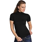 free spirit Basic Cotton Premium Quality Cotton Women's Turtleneck Short Sleeve T-Shirt. Proudly Made in Italy.