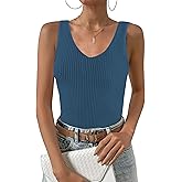 Zeagoo Womens Ribbed Tank Tops 2026 V Neck Slim Fit Knit Sleeveless Shirts Casual Basic Tee