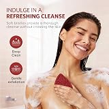 Sndyi Valentine Silicone Body Scrubber Leaf Shaped Shower Brush Red view 3