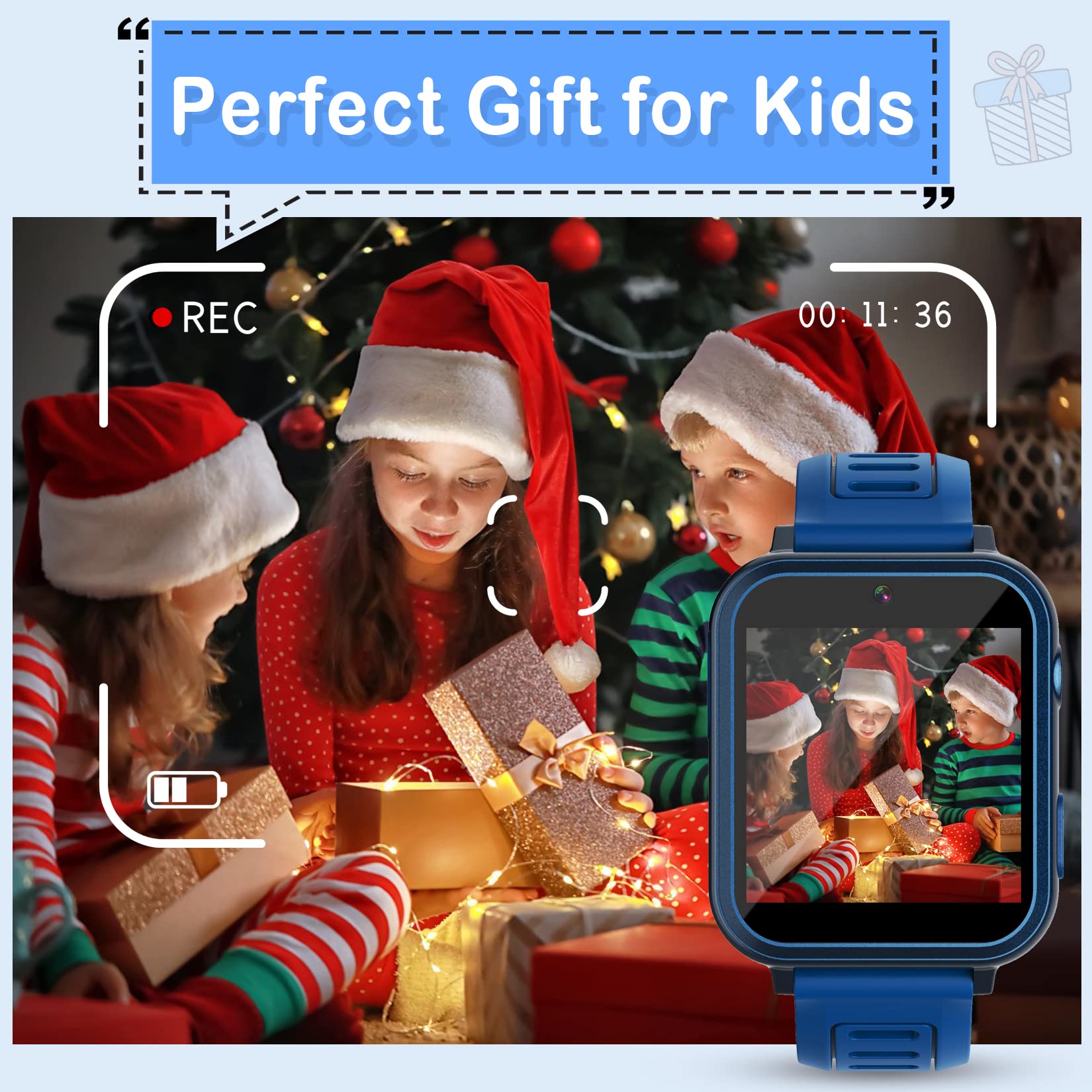Phyulls Smart Watch for Kids with 39 Games Alarm Clock, Touchscreen, Calendaring Camera Music Player Time Display Video & Audio Recording, Toys for 3-12 Years Old Boys