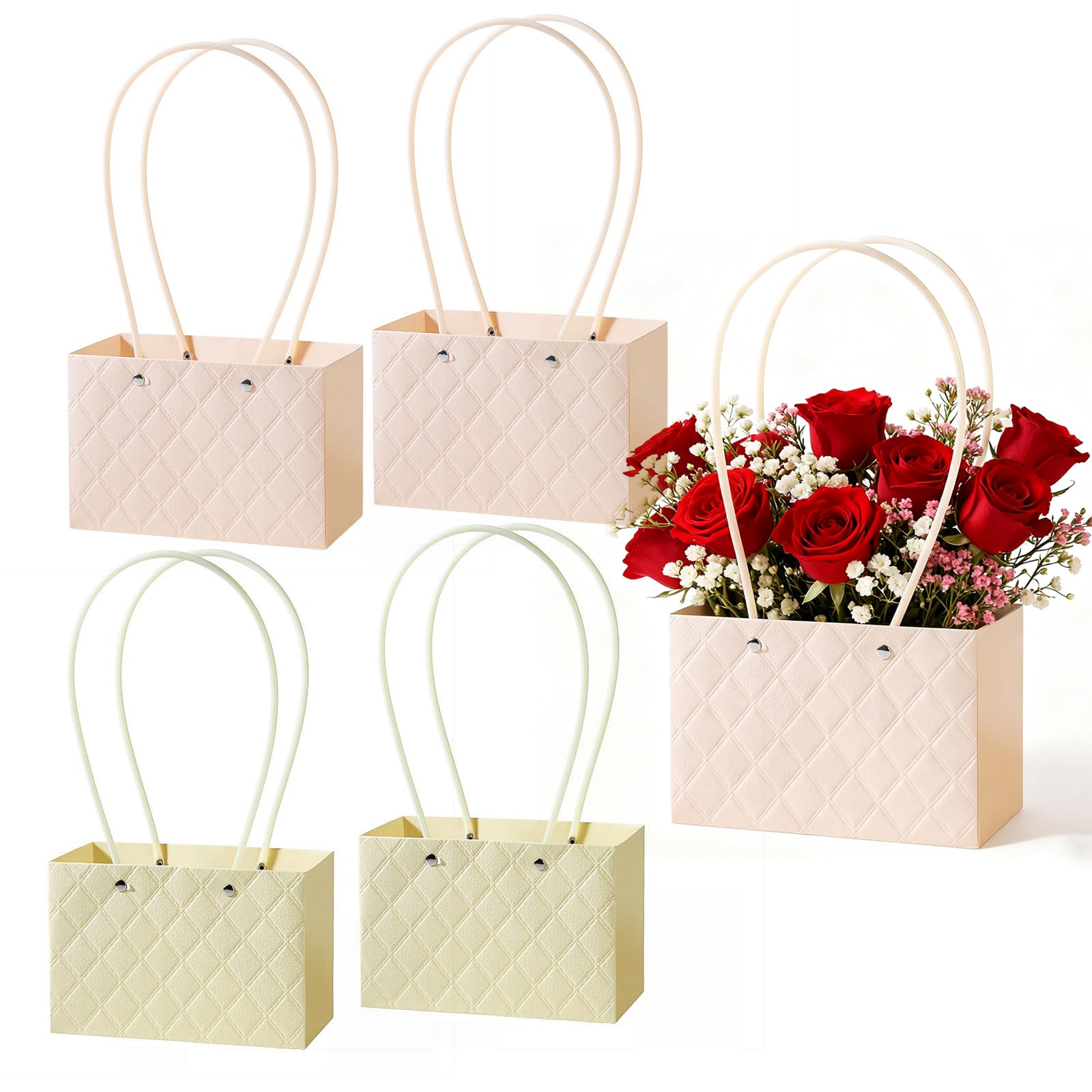 View 1 of 4pcs Valentine's Day Flower Gift Bags Handbag bouquet fresh flowers hand carried flower box for Mother's Day y Wedding Bridal Birthday Flower shop Decorative supplies