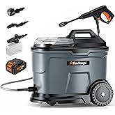 FlowMangol cPX4000 Portable Cordless Pressure Washer with 4.5 Gallon Tank & 4 Wheels, 725 PSI True Pressure, 4.0Ah Battery Power Washer for Car Washing, Camping Shower and Outdoor Rinsing