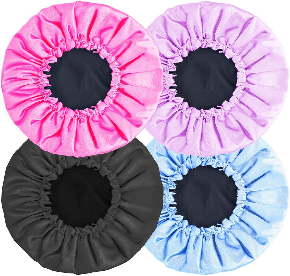 Aquior Shower Cap, 4Pack Bathing Reusable Shower Caps for Long Hair
