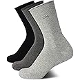 Calvin Klein Womens Crew Socks - 3 Pack Soft Cotton Blend Roll Cuff Mini/Mid Crew Dress Socks for Women (Shoe Size: 4-10)