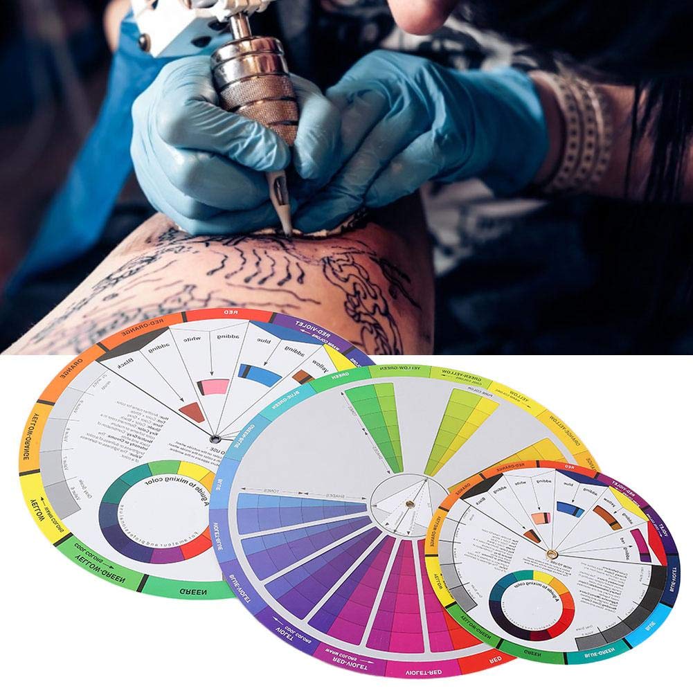 Color Wheel, 3pcs Color Mixing Guides Wheel Paint Mixing Learning Art Class Teaching Tool Color Scheme for Paint Permanent Eyebrow Lip Body