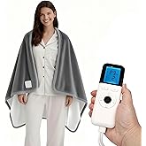 OIPUNSHLE Heated Wearable Shawl 33x59 Inch, 6 Heating Levels & 5 Timer Settings, Soft Sherpa to Fleece, UL Certified with Auto Shut Off, Machine Washable Gift for Christmas Home Office (Gray)