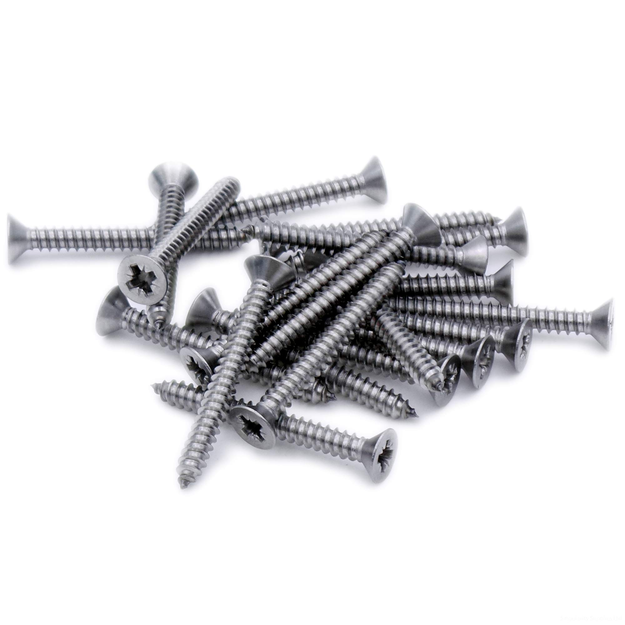 No.8 x 0.375 (4.2mm x 9.5mm) Pozi Countersunk Self-Tapping Screw - Stainless Steel (A2) (Pack of 20)