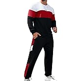 Babioboa Men's Colorblock Sweatshirt and Sweatpants 2 Piece Casual Tracksuits Long Sleeve Pullover Jogging Sweatsuit Set