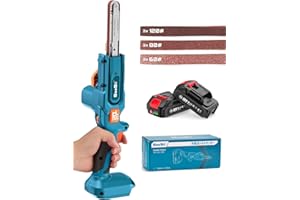 Seesii Belt Sander 1/2" x 18", 6 Speeds Max 1700 FT/Min, with 2 * 2.0Ah Battery, Charger, Hand Held Belt Sander for Metal Working, Wood, Plastic, Auto Grinding