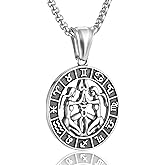 Zodiac Sign Necklaces for Men Women Stainless Steels Leo Libra Aries 12 Constellation Pendant Necklace Astrology Jewelry Birthday Gift