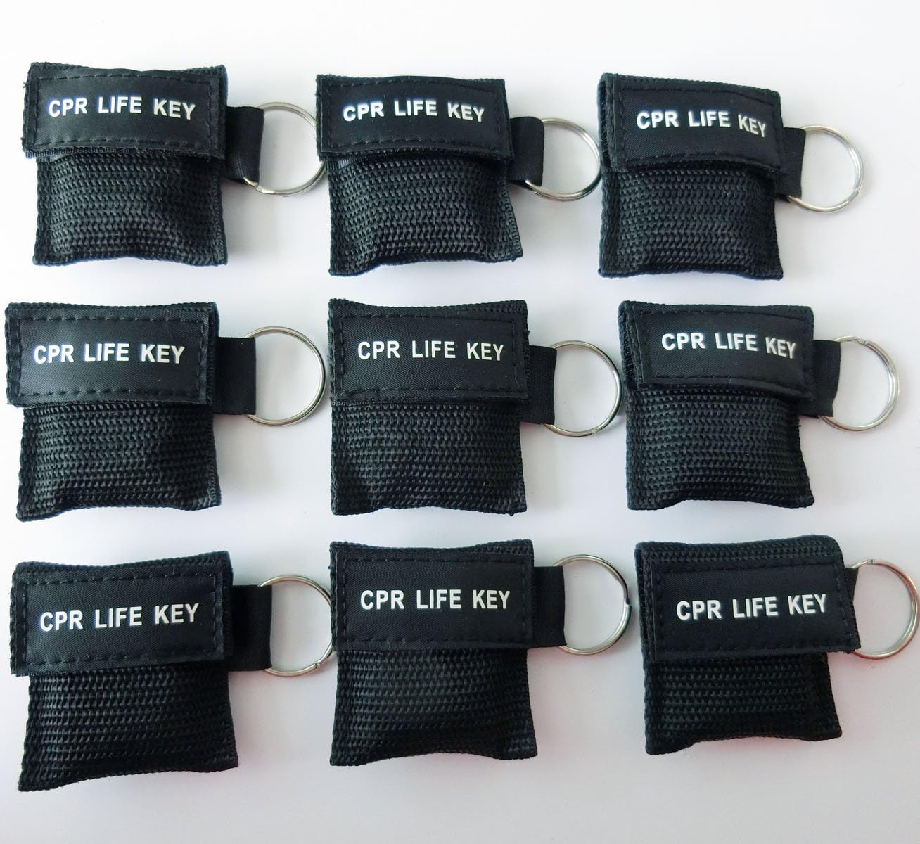 Elysaid CPR Barrier Keychain with Cpr Face Shield CPR Life Key for CPR Aed Training Black (50)
