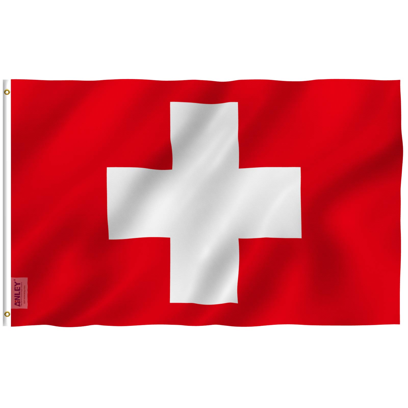 ANLEY Fly Breeze 3x5 Foot Switzerland Flag - Vivid Color and UV Fade Resistant - Canvas Header and Double Stitched - Swiss Flags Polyester with Brass Grommets 3 X 5 Ft