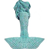 Fu Store Mermaid Tail Blanket Crochet Mermaid Blanket for Women Teens Girls Soft All Seasons Sofa Sleeping Blanket, Cool Birt