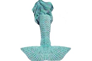 Fu Store Mermaid Tail Blanket Crochet Blanket for Women Girls All Seasons Sofa Sleeping Blanket Birthday Wedding Mother's Valentine's Day 71‘’x35‘’ Mint Green