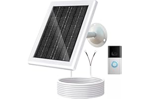 BOBUY Ring Solar Charger 5W 12V Compatible with Ring Video Doorbell 3/3+/4, Battery Video Doorbell Plus, 16.4ft Waterproof Charging Cable, 360°Adjustable Mount